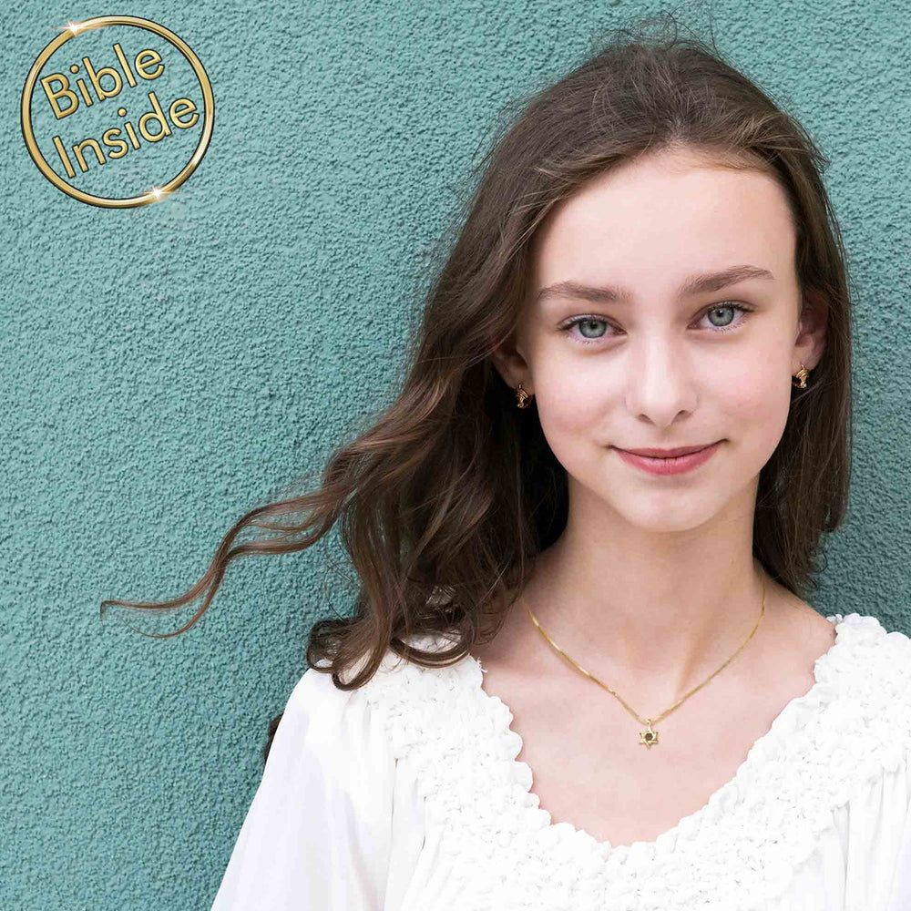 מתנה לבת מצווה מסבא וסבתא - מגן דוד קטן עם ננו תנך - ננו בייבל