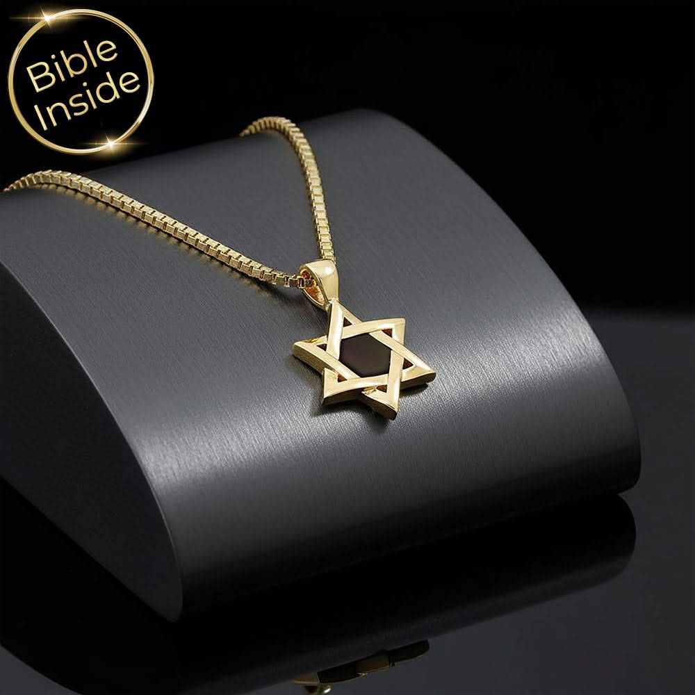 תכשיט זהב לבן לבת מצווה - מגן דוד קטן עם ננו תנך - ננו תכשיטים