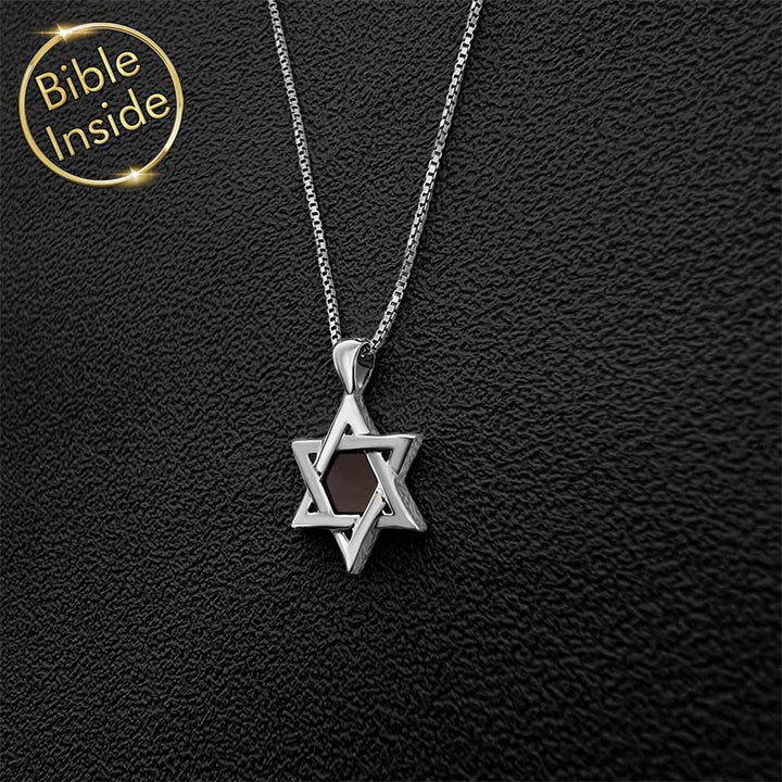 תכשיט לבת מצווה זהב לבן - מגן דוד קטן עם ננו תנך - ננו תכשיטים
