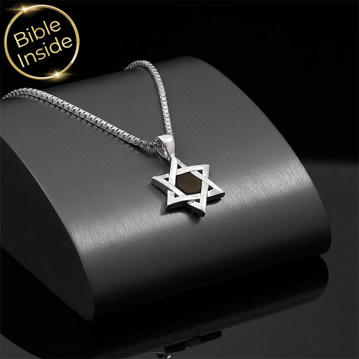 שרשראות מגיני דוד זהב לבן | שרשרת מגן דוד לאישה עם כל התנ"ך בפנים מבית ננו תכשיטים