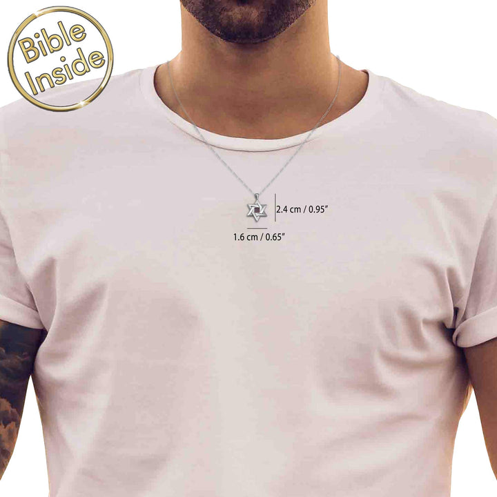 תליוני מגן דוד לגבר עם כל 24 סיפרי התנ"ך | ננו תכשיטים