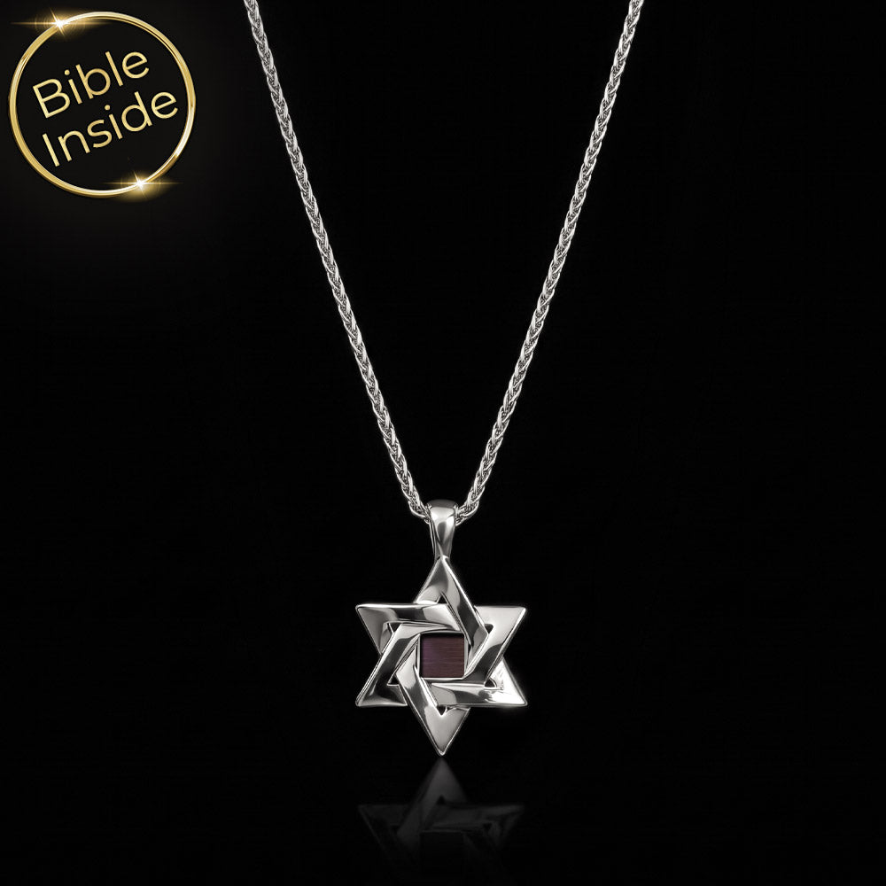  שרשרת מגן דוד מכסף לגבר, עם שרשרת חבל עבה