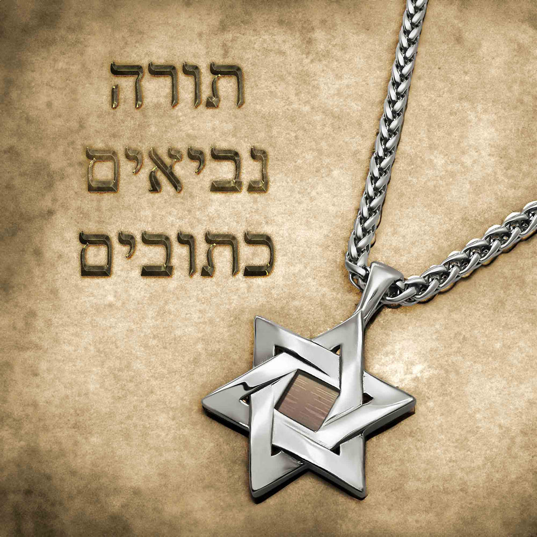 תליון מגן דוד לגבר עם כל 24 סיפרי התנ"ך | ננו תכשיטים