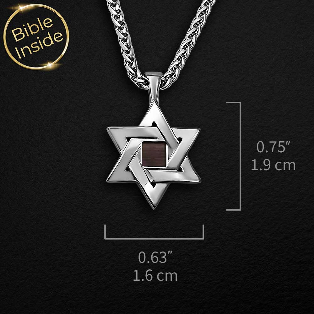 תליוני מגן דוד לגבר עם כל 24 סיפרי התנ"ך | ננו תכשיטים