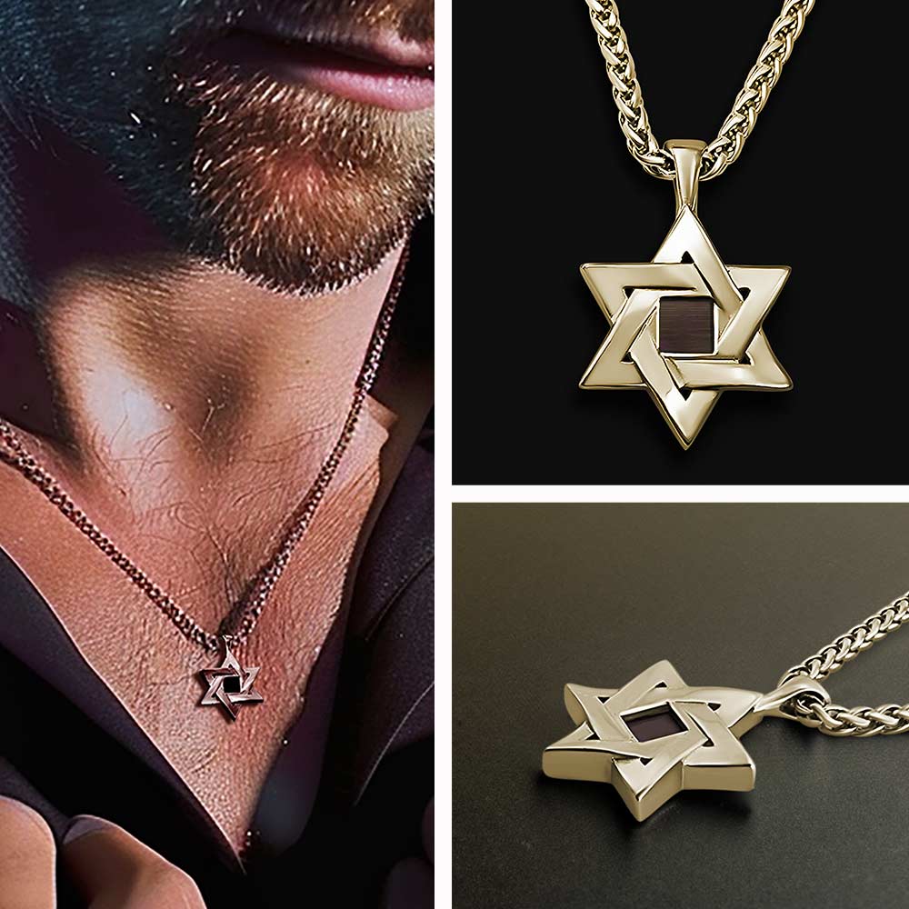 שרשרת מגן דוד זהב עם כל 24 סיפרי התנ