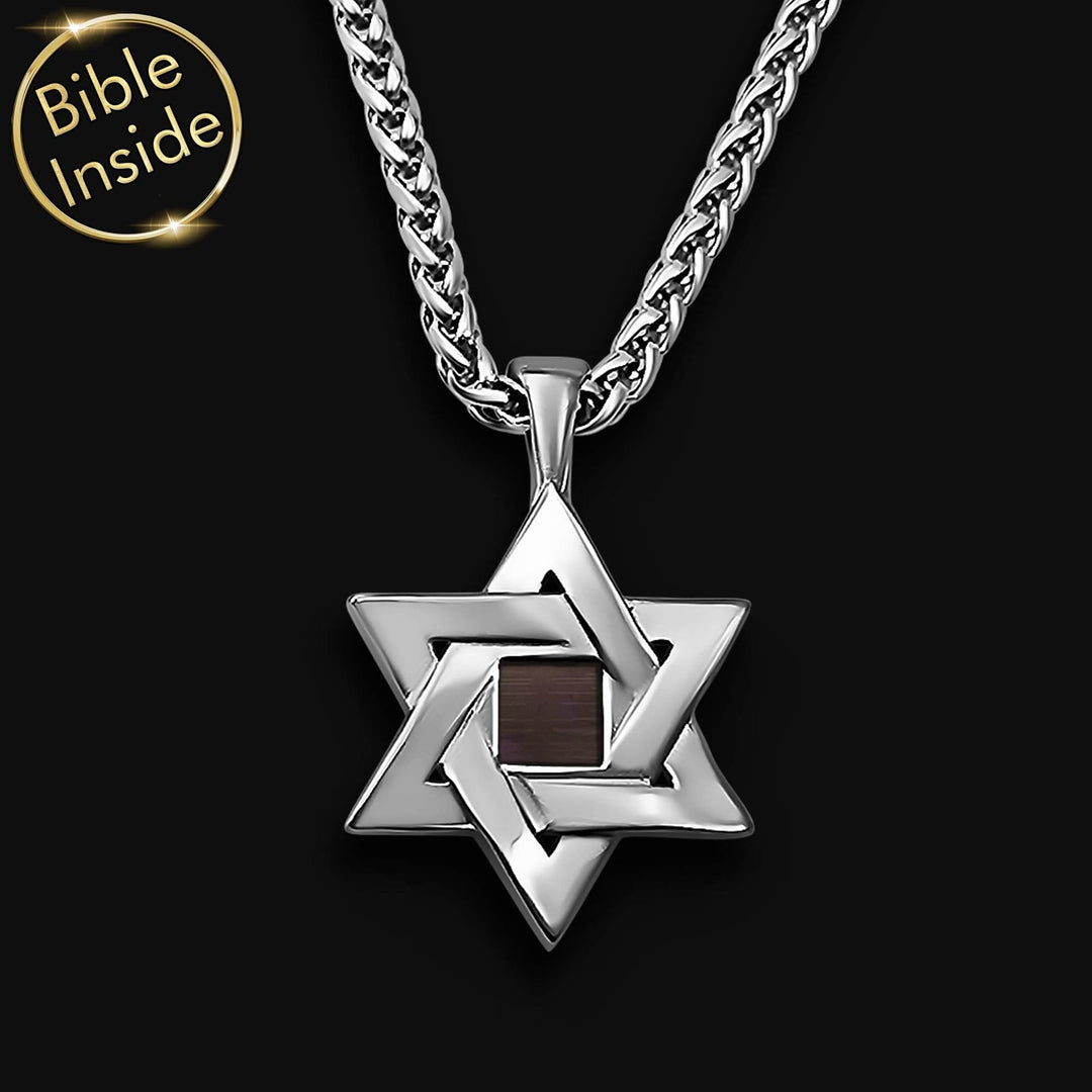 תליון כסף לגבר עם כל 24 סיפרי התנ"ך | ננו תכשיטים