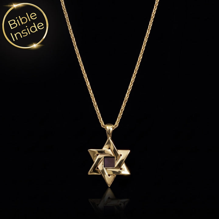 מתנה לבר מצווה מבית ננו תכשיטים: מגן דוד עם כל 24 ספרי התנ"ך