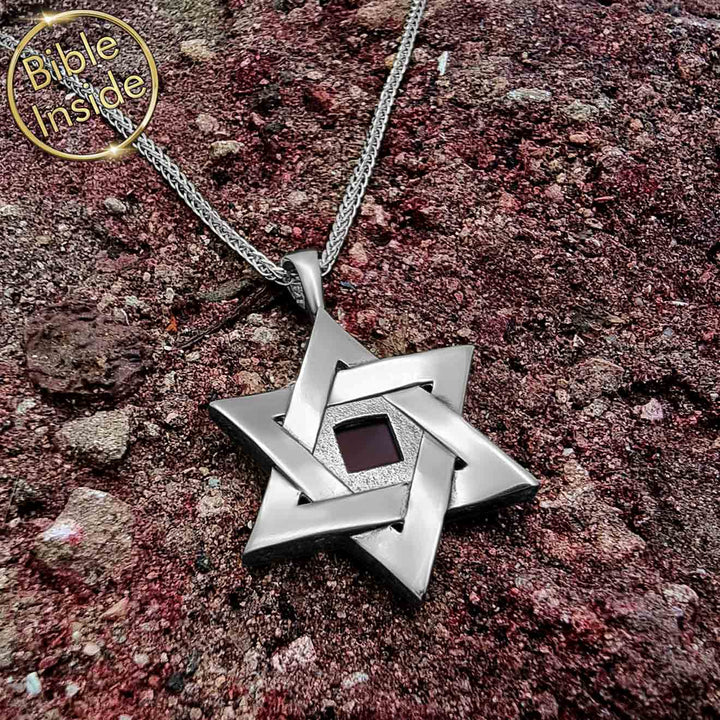 שרשרת מגן דויד לגבר מכסף עם כל התנ"ך - ננו תכשיטים