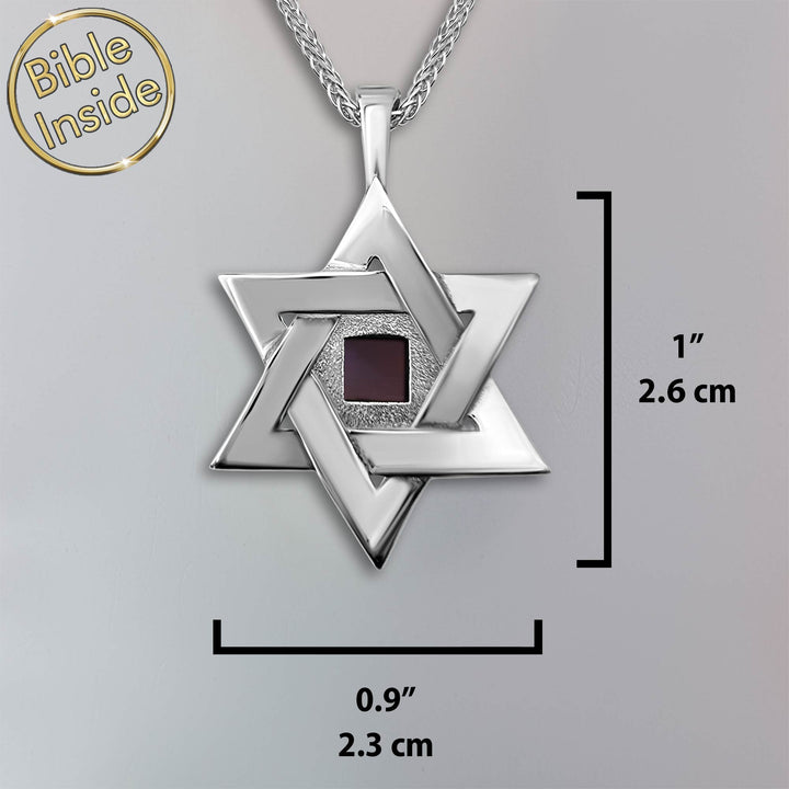 מתנה לגבר לפסח — שרשרת מגן דוד עם כל 24 ספרי התנ"ך בזהב לבן