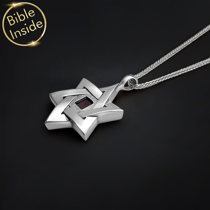מתנות יוקרתיות לחג הפסח — שרשרת מגן דוד עם ננו תנ"ך בזהב לבן