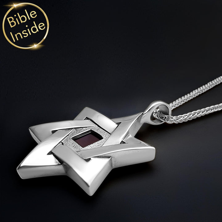 מתנה לגבר לפסח — תליון מגן דוד אלגנטי עם כתבי הקודש בפנים