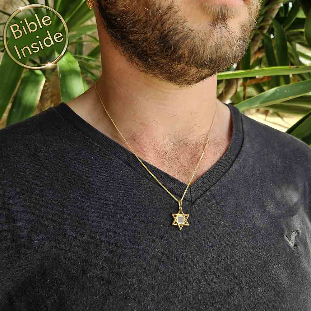 שרשראות מגן דוד תלת מימד עם כל התנך - ננו תכשיטים