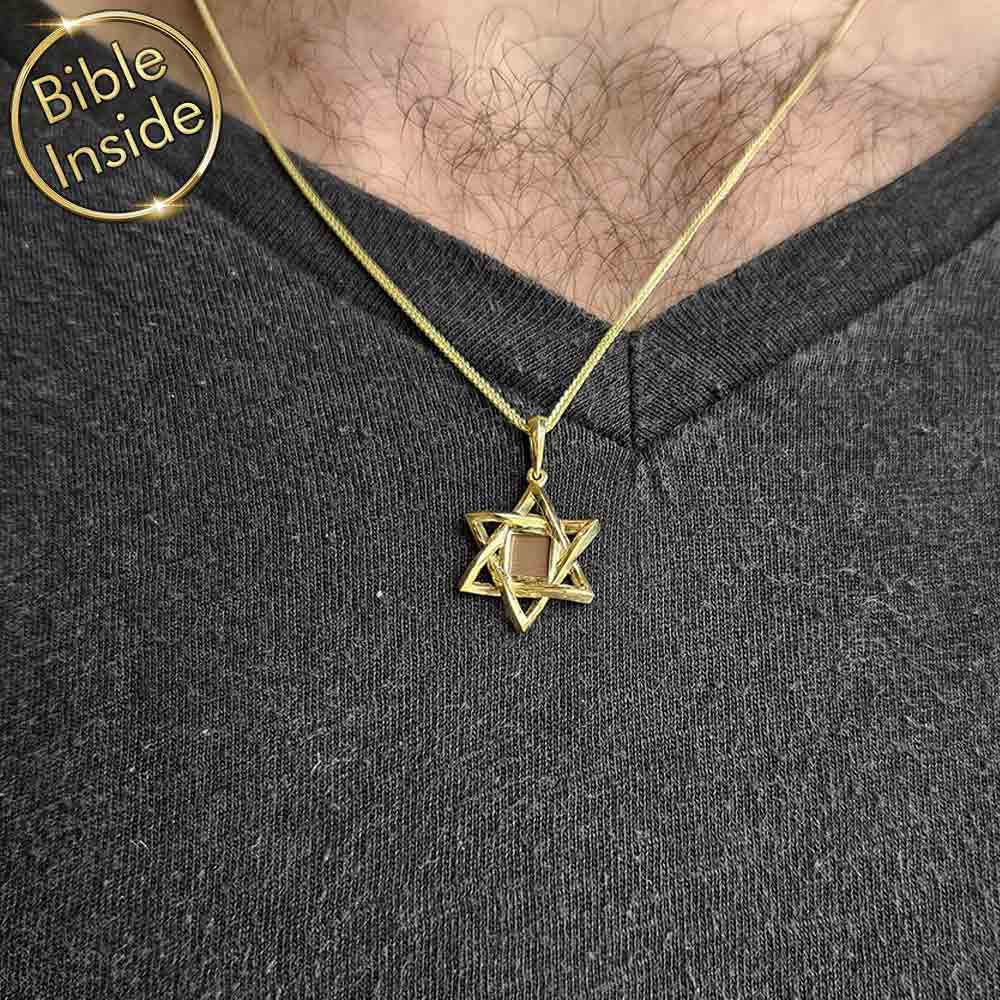 תליון מגן דוד תלת מימד עם כל התנך - ננו תכשיטים