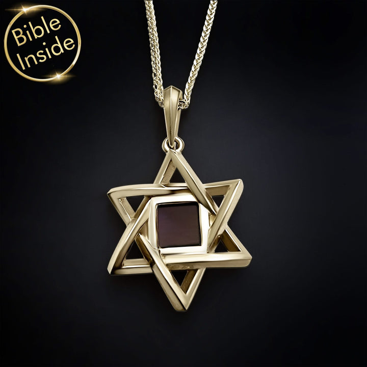 שרשרת מגן דוד תלת מימד עם כל התנך - ננו תכשיטים