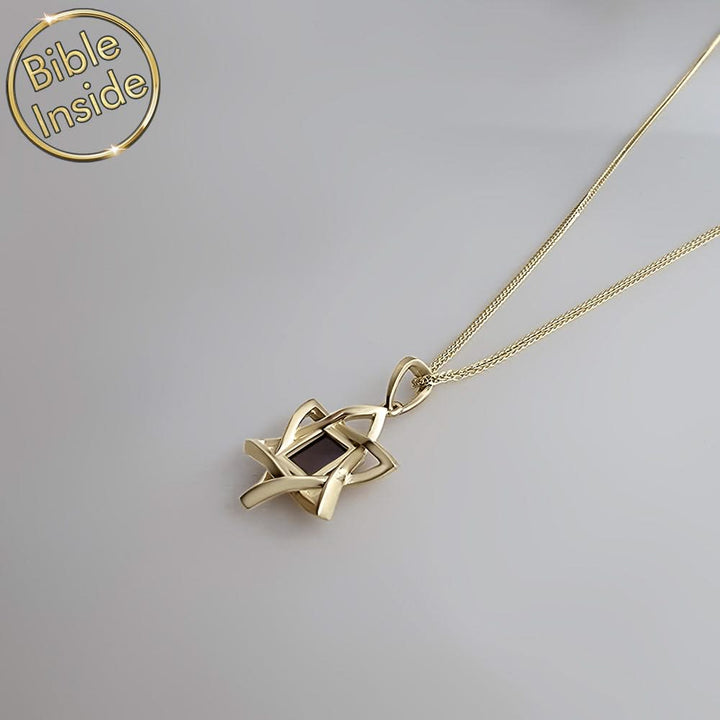 שרשרת של מגן דוד תלת מימד עם כל התנך - ננו תכשיטים