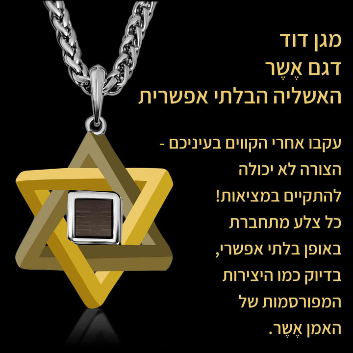 תליון מגן דוד תלת מימד בסגנון אֶשֶר עם כל התנ"ך | ננו תכשיטים