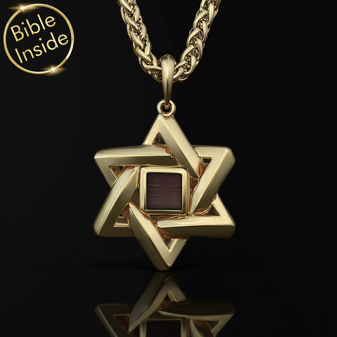 מתנה לגבר לחג פסח לאבא – שרשרת מגן דוד עם כל התנ"ך