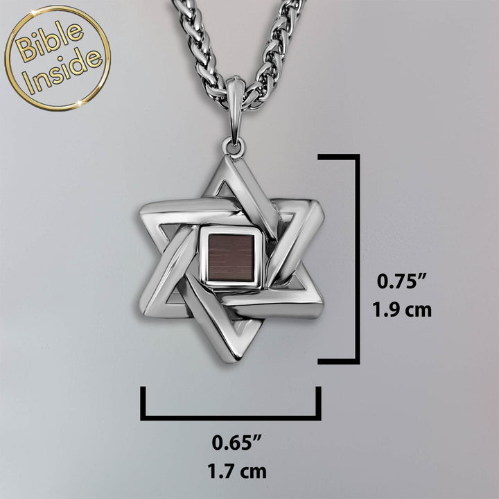 מתנה לגבר לחג פסח – שרשרת מגן דוד עם ננו תנ"ך 