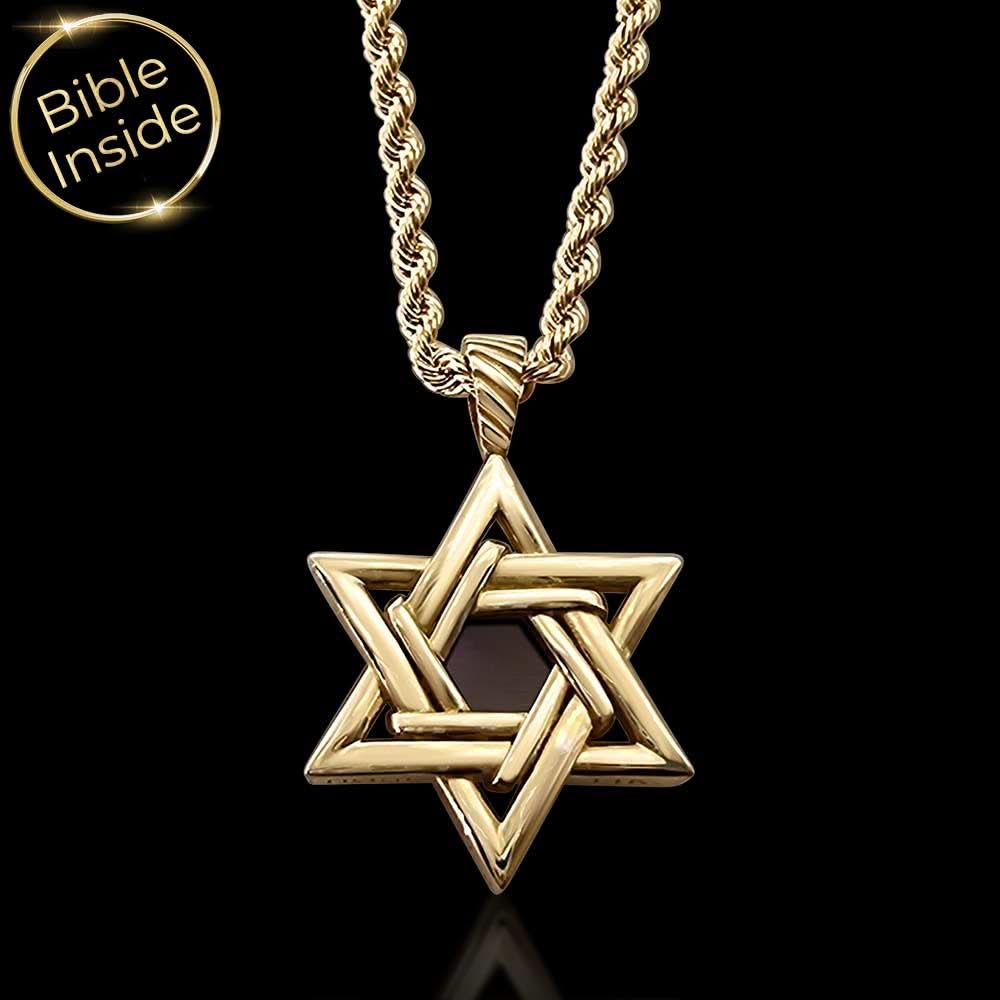 מתנות לגיוס קרבי – שרשרת ננו תנ״ך בעיצוב מגן דוד לגבר צעיר