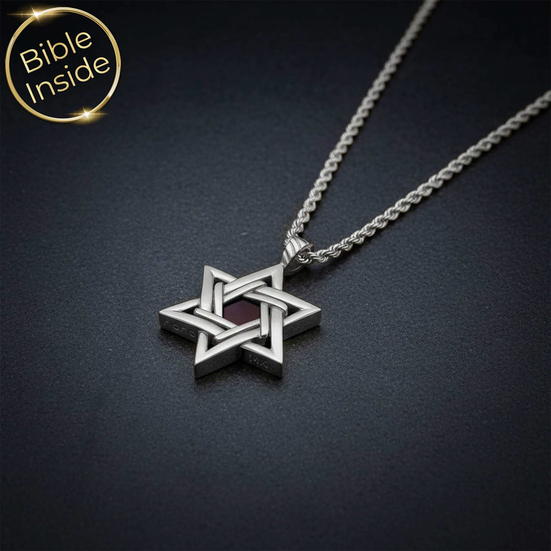 מתנות לפסח משלוחים - תכשיט מגן דוד עם ננו תנ"ך לגברים.