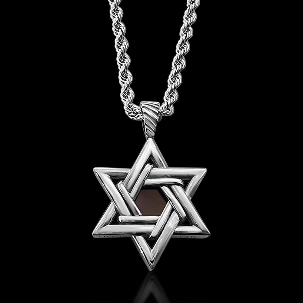 מתנה לבר מצווה - שרשרת מגן דוד מכסף עם ננו תנ"ך לגברים