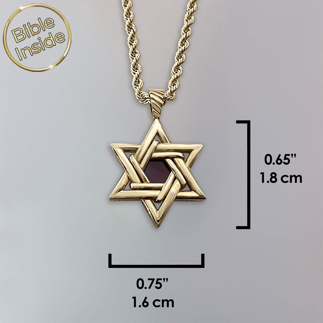 מתנה ליום הולדת 70 לגבר - שרשרת מגן דוד זהב עם התנ"ך השלם