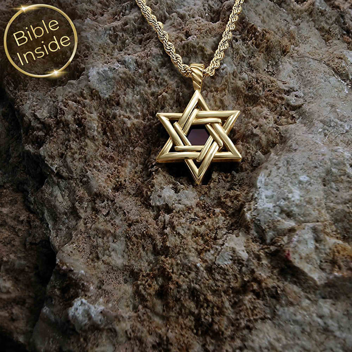 תכשיט זהב מיוחד לגבר עם מגן דוד ושבב תנ"ך - ביטוי זהות אישי