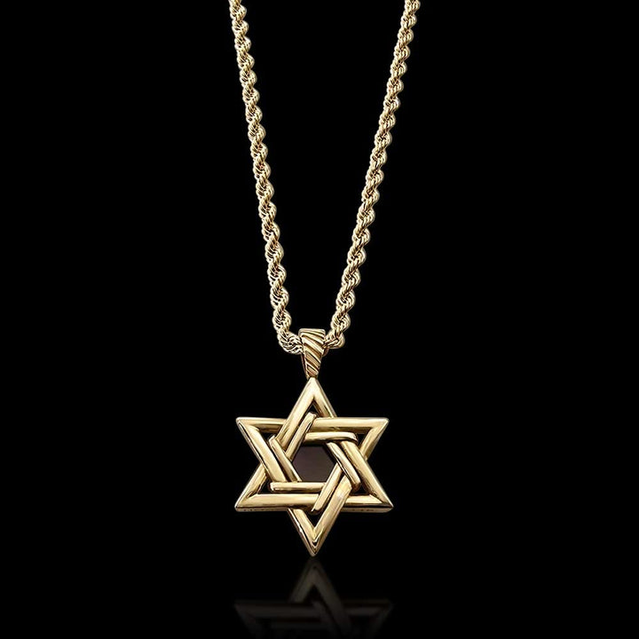 שרשרת תליון מגן דוד עם ננו תנ"ך לגברים – זהב 14 קראט.