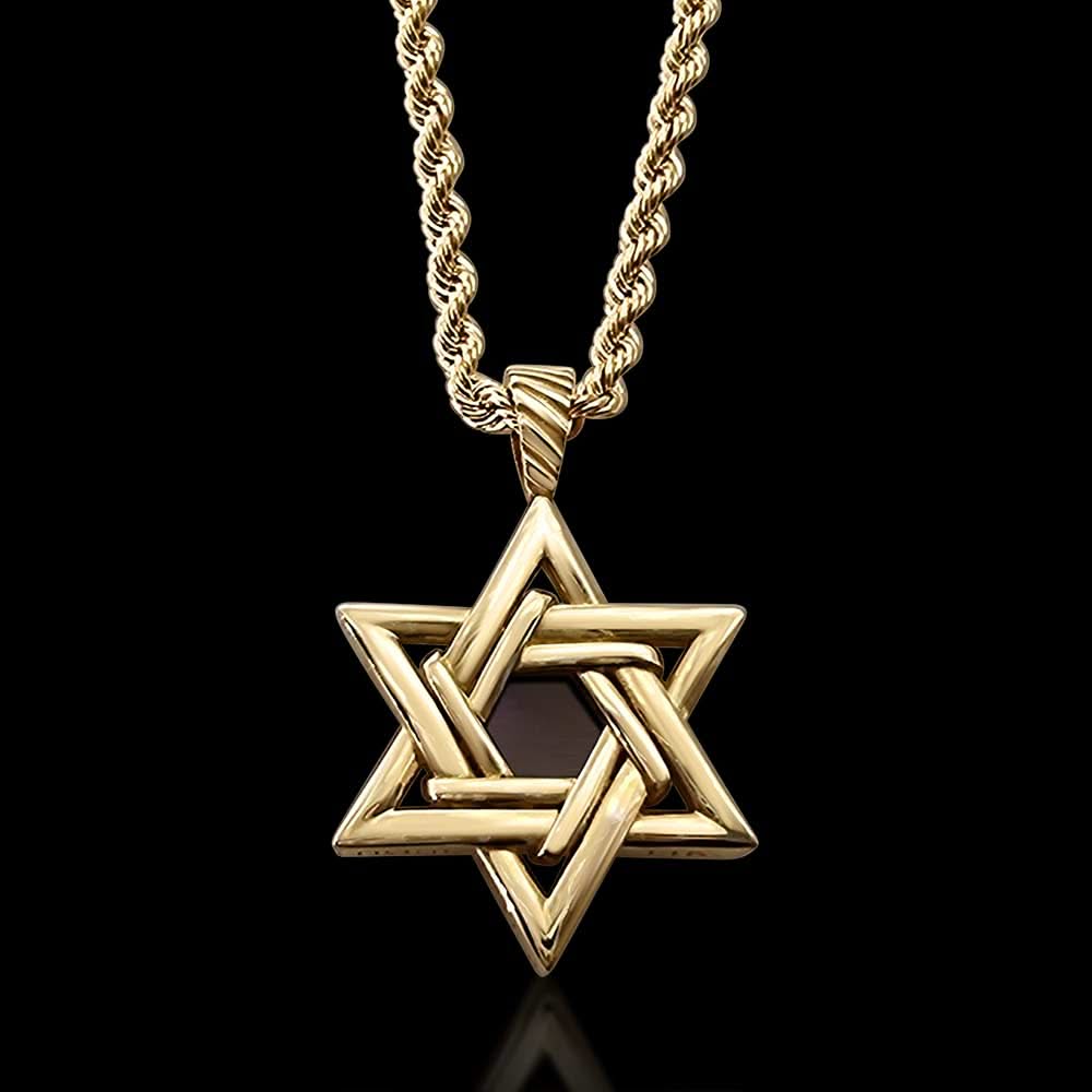 מגן דוד עם ננו תנ"ך לגבר – תכשיט יהודי מזהב.