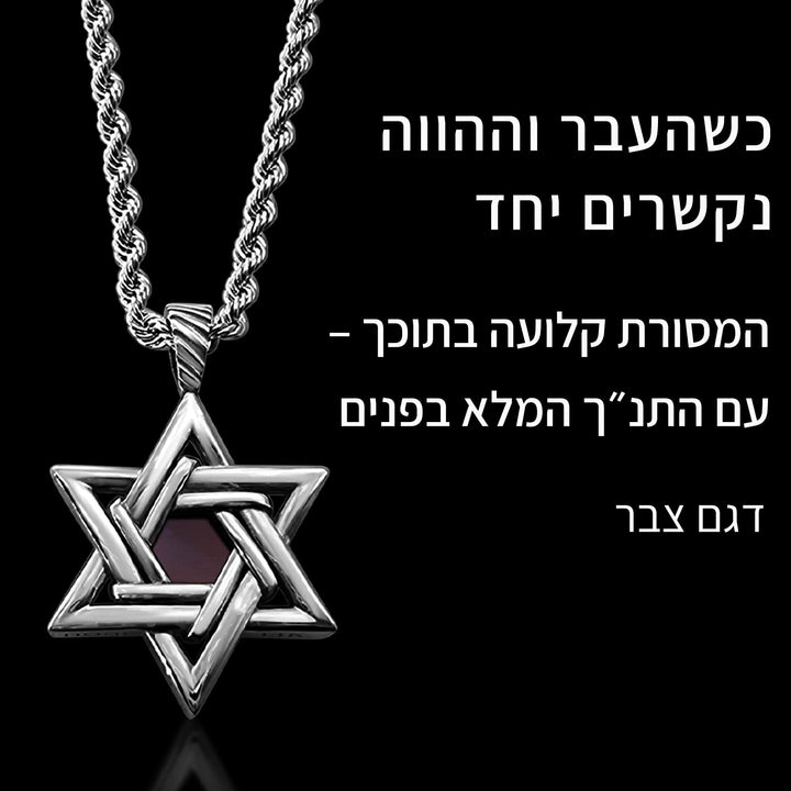 שרשרת מגן דוד כסף לגבר עם תליון אלגנטי – תכשיט אמונה.