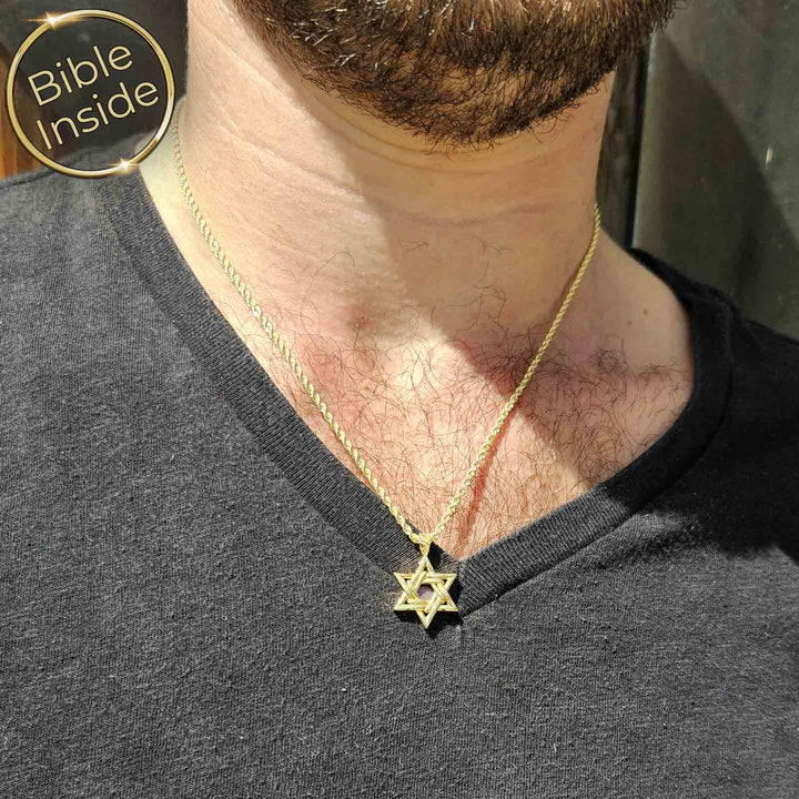 מתנות יוקרתיות לחגים - שרשרת מגן דוד אלגנטית עם התנ"ך כולו