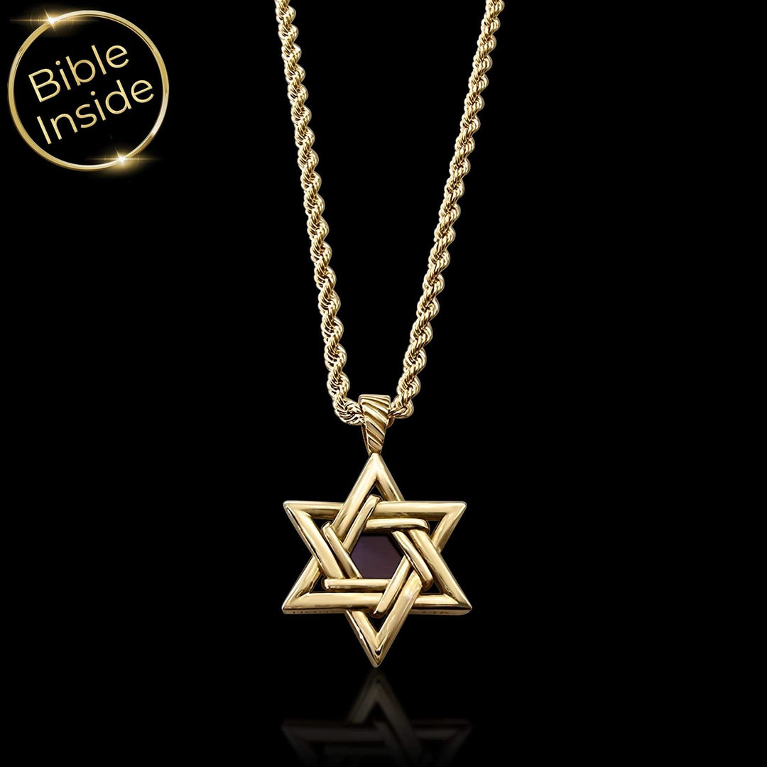 רעיון למתנות יוקרתיות לחג - שרשרת מגן דוד יוקרתית עם ספרי התנ"ך