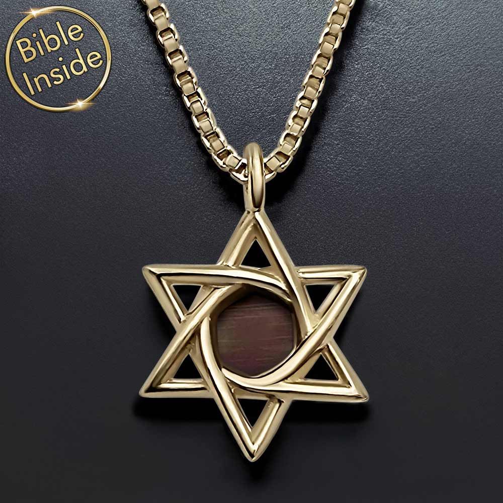 תליון מגן דוד ננו תנ"ך בזהב 14 קראט כתכשיט בת מצווה מיוחד