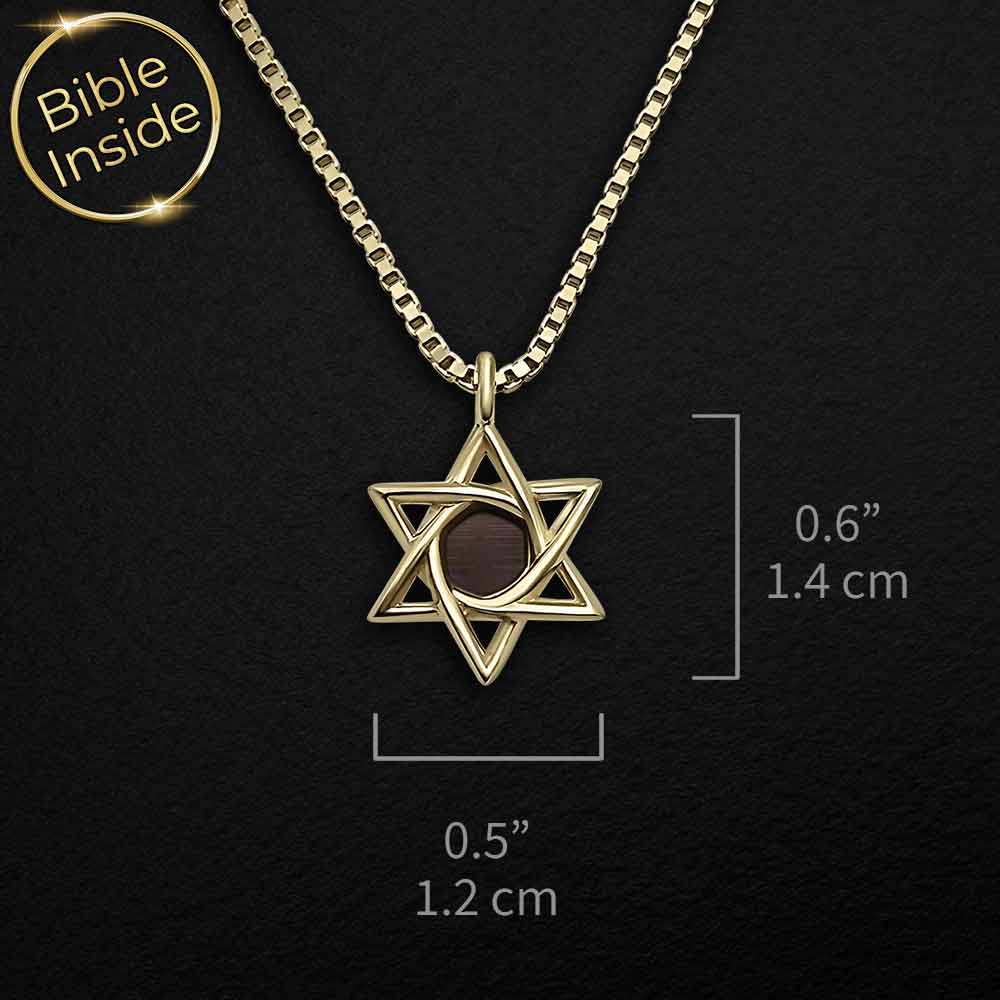 תליון לבת מצווה זהב – מגן דוד עם כל 24 הספרים קרוב ללב