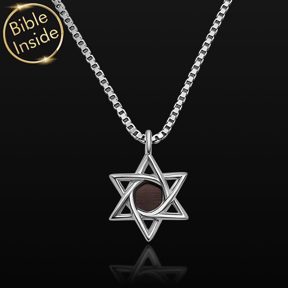 תליון מגן דוד ננו תנ"ך בזהב לבן 14 קראט כמתנת בת מצווה מיוחדת