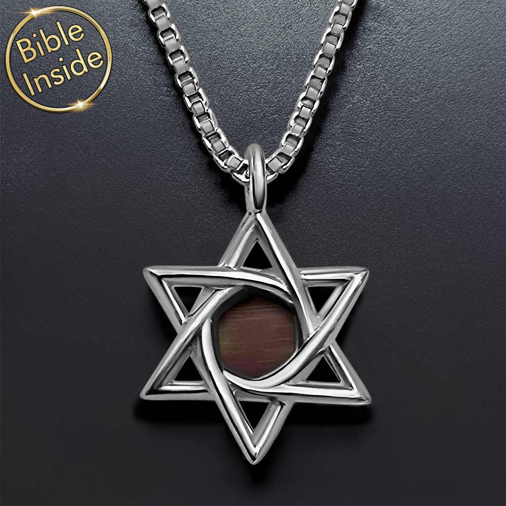 שרשרת כסף סטרלינג עם מגן דוד כמתנות סמליות לבת מצווה עם ננו תנ"ך