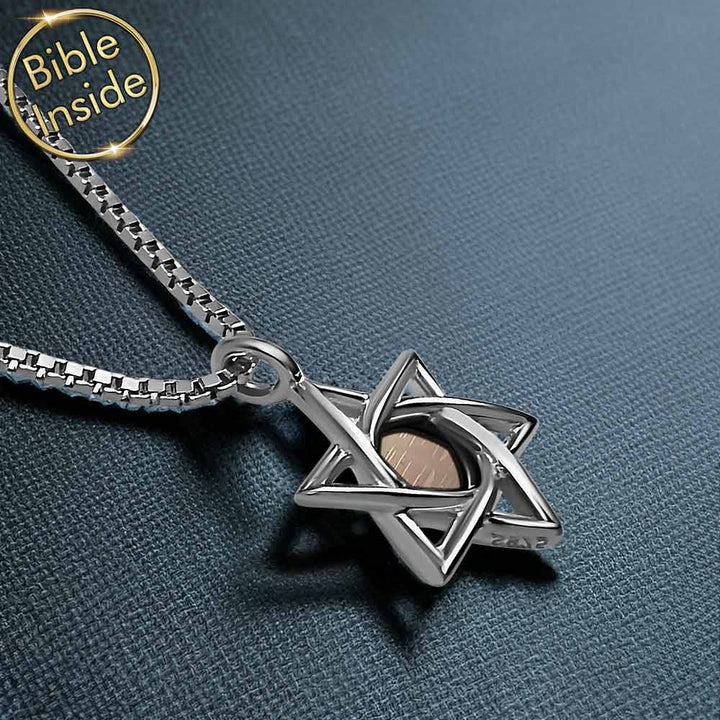 12 מתנות ערכיות לבת מצווה – תליון שלמא מגן דוד שזור עם ננו תנ"ך