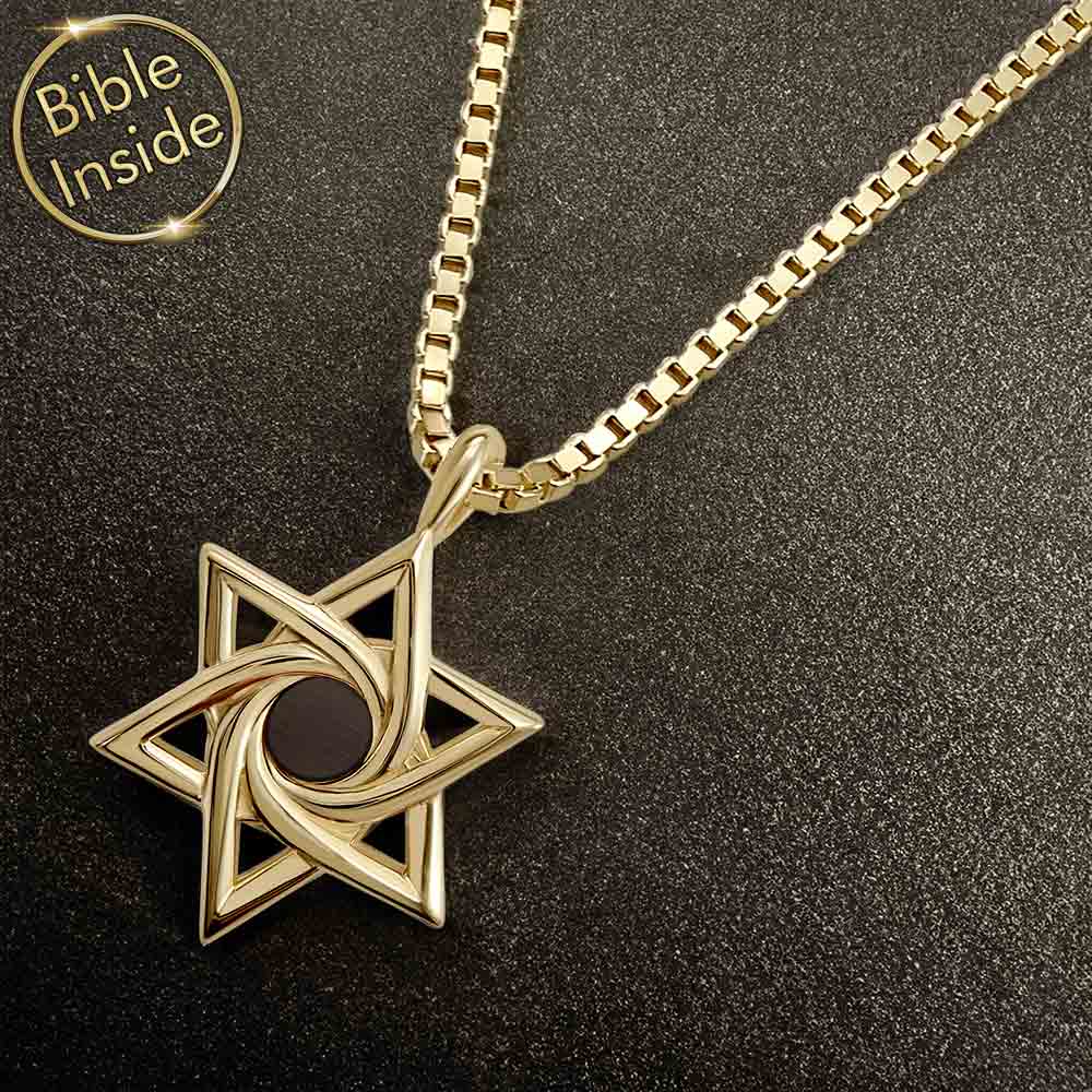 שרשרת מגן דוד גולדפילד לגבר עם כל התנ"ך | ננו תכשיטים