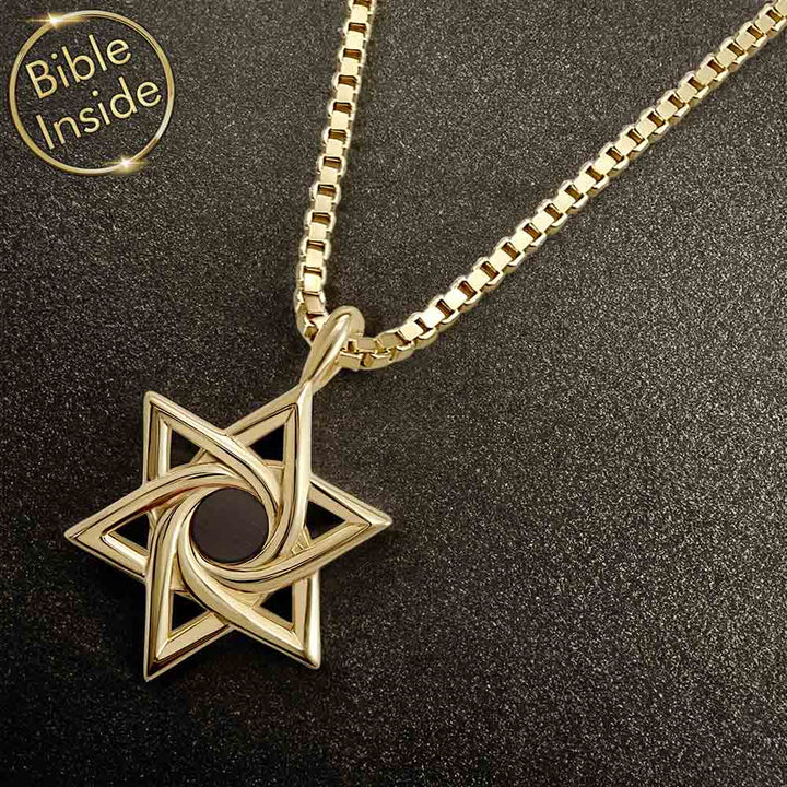 שרשרת מגן דוד גולדפילד לגבר עם כל התנ"ך | ננו תכשיטים