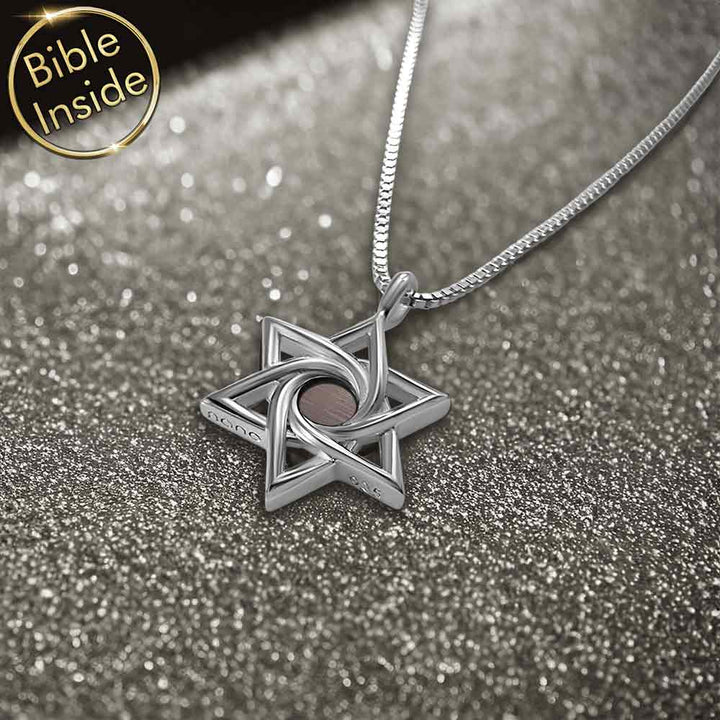 שרשרת מגן דוד לגבר עם כל התנ"ך | ננו תכשיטים