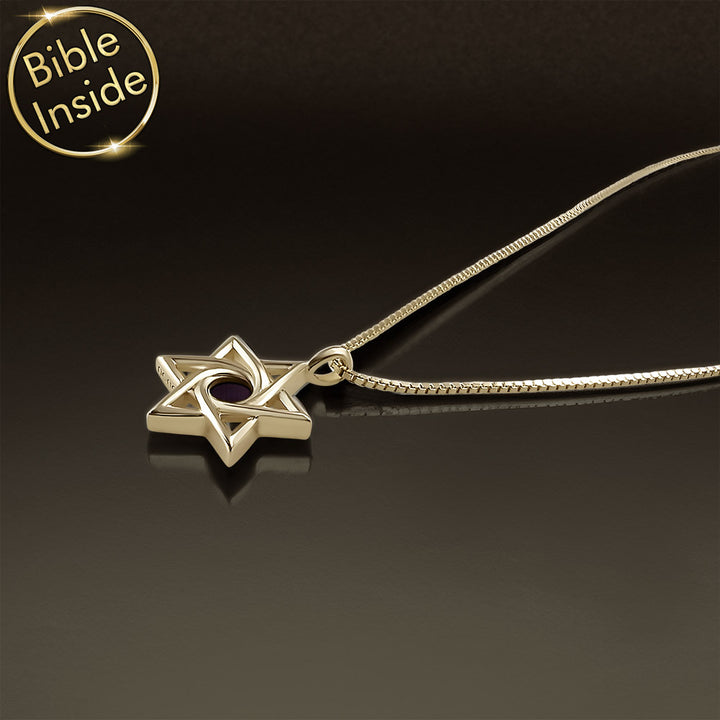שרשרת מגן דוד כמתנה לבר מצווה מסבא וסבתא – ננו תנ"ך משובץ בפנים