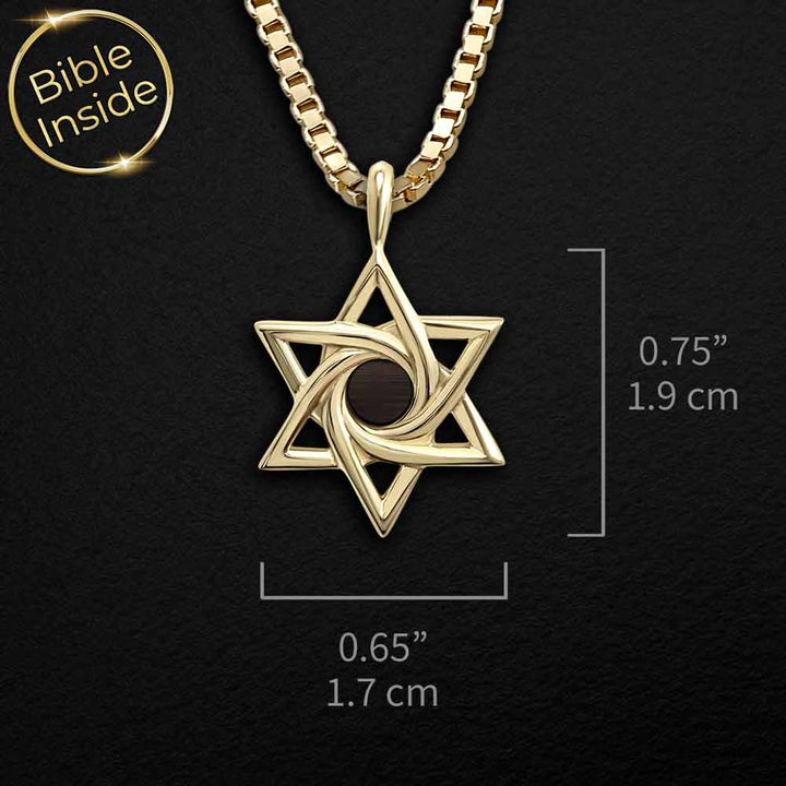 תליון מגן דוד בזהב עם ננו תנ"ך – שרשרת מיוחדת לבר מצווה