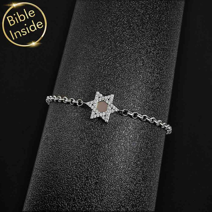 צמיד כסף סטרלינג לבת מצווה עם מגן דוד וזירקונים נוצצים