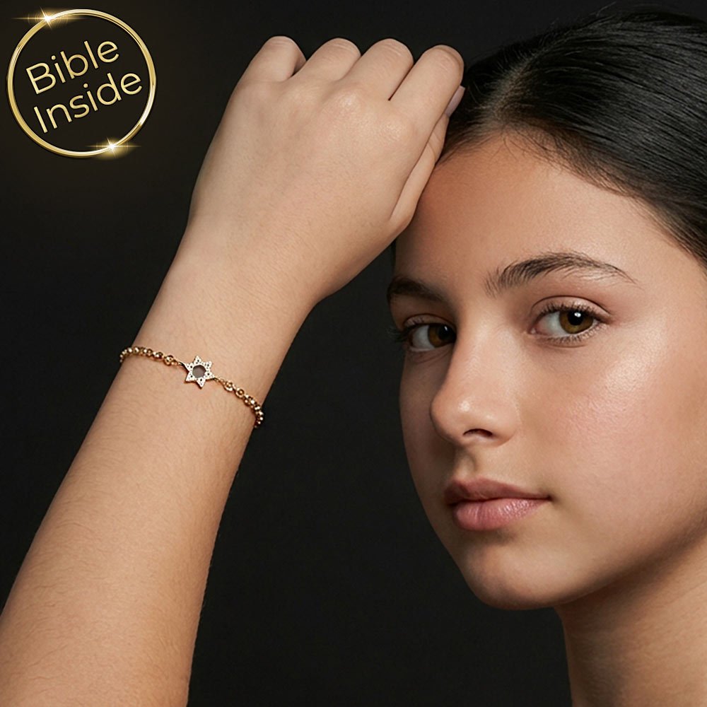 מתנה לבת מצוה מיוחדת – צמיד מגן דוד עם 24 ספרי התנ"ך