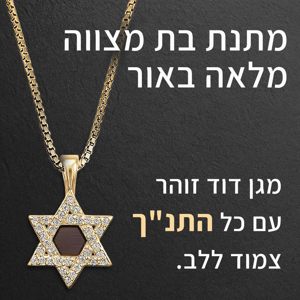 12 מתנות לבת מצווה – שרשרת מגן דוד מיוחדת עם זירקונים וננו תנך