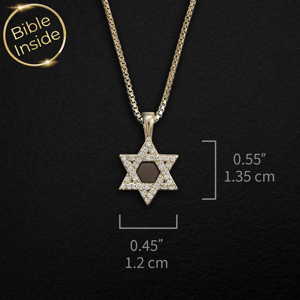 מתנות סמליות לבת מצווה – שרשרת מגן דוד זהב עם זירקונים והתנך המלא