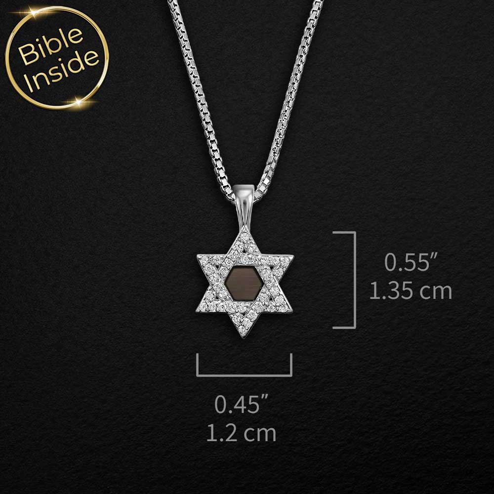 תליון מגן דוד קטן עם כל 24 סיפרי התנ"ך | ננו תכשיטים