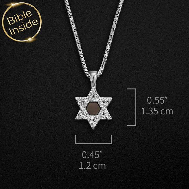תליון מגן דוד קטן עם כל 24 סיפרי התנ"ך | ננו תכשיטים