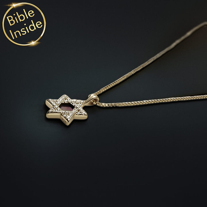 תכשיט בת מצווה בעיצוב מגן דוד אלגנטי עם ננו תנ"ך משובץ מבית שלמא