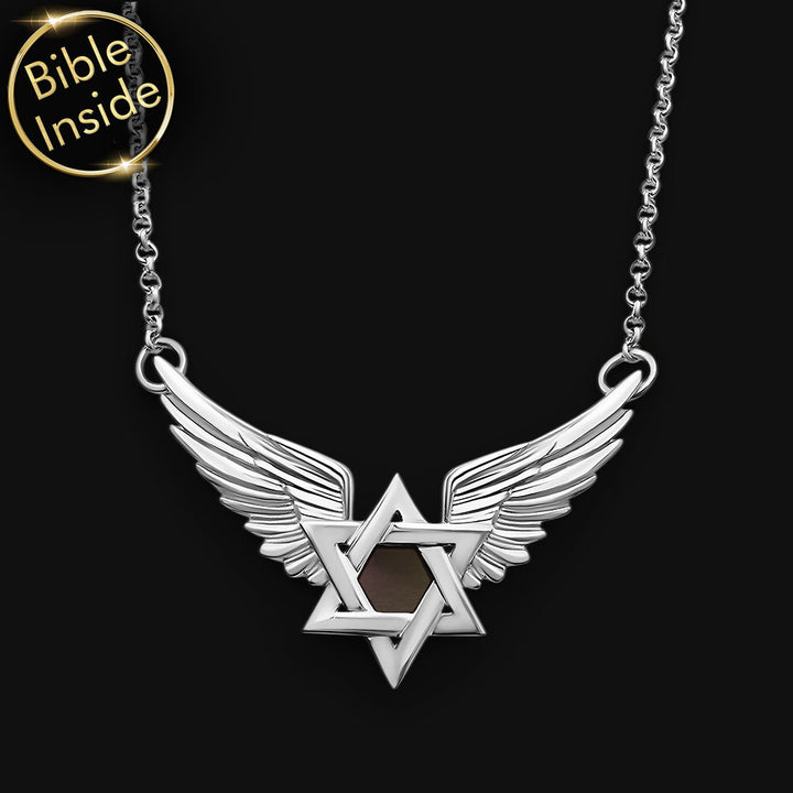 מתנות ערכיות לבר מצווה - מגן דוד עם כנפיים אופנתי עם ננו תנ"ך